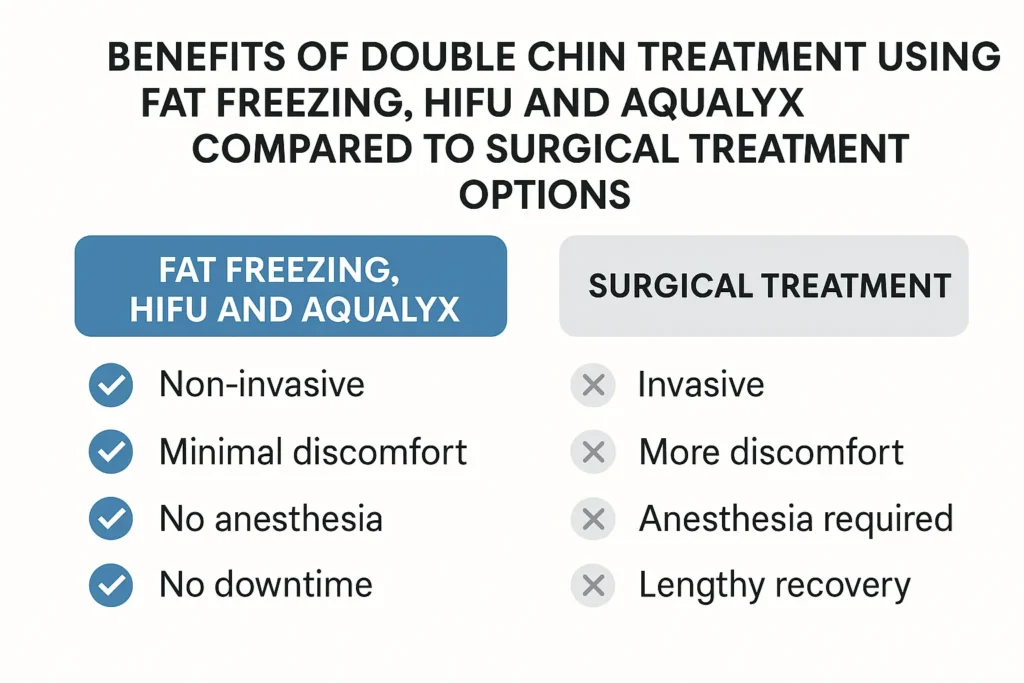 Graphic about the benefits of double chin treatment West Mersea - from LA LIPO