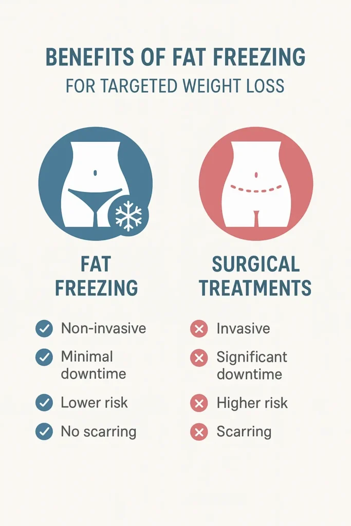 graphic showing the benefits of fat freezing West Mersea