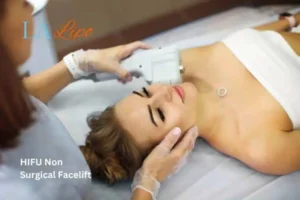 Woman having Hi-Fu to reduce wrinkles West Mersea.